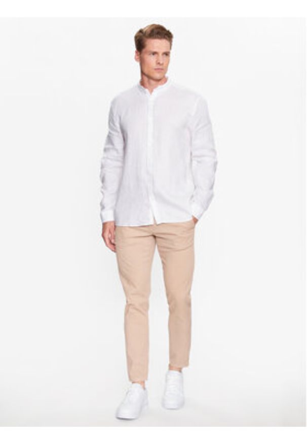 Hugo Koszula 50490740 Biały Slim Fit. Kolor: biały. Materiał: len