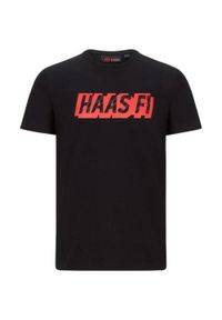 HAAS - Haas F1 Team Koszulka Męska Czarna L - Grafika Z Logo. Kolor: czarny. Materiał: bawełna. Sport: kolarstwo