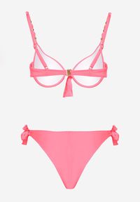 Renee - Różowe Bikini Majtki i Biustonosz z Wiązaniem Sadeenne. Kolor: różowy. Wzór: aplikacja #4