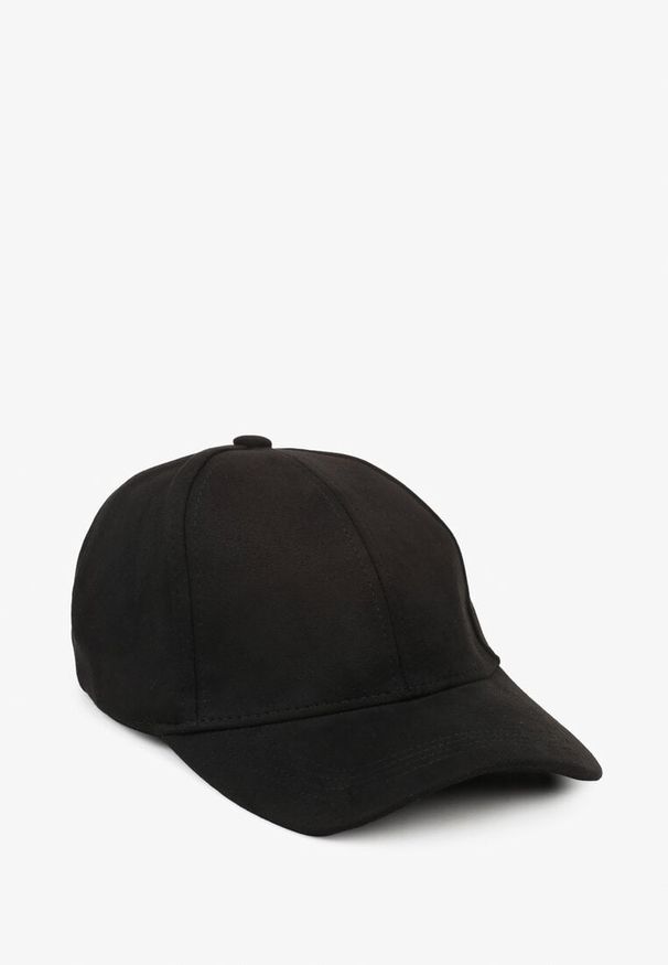 Born2be - Czarna Klasyczna Czapka z Daszkiem Tusira. Kolor: czarny. Materiał: jeans. Styl: klasyczny