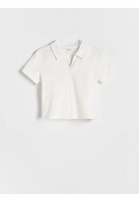 Reserved - Dwuwarstwowa koszulka z lnem - złamana biel. Materiał: len