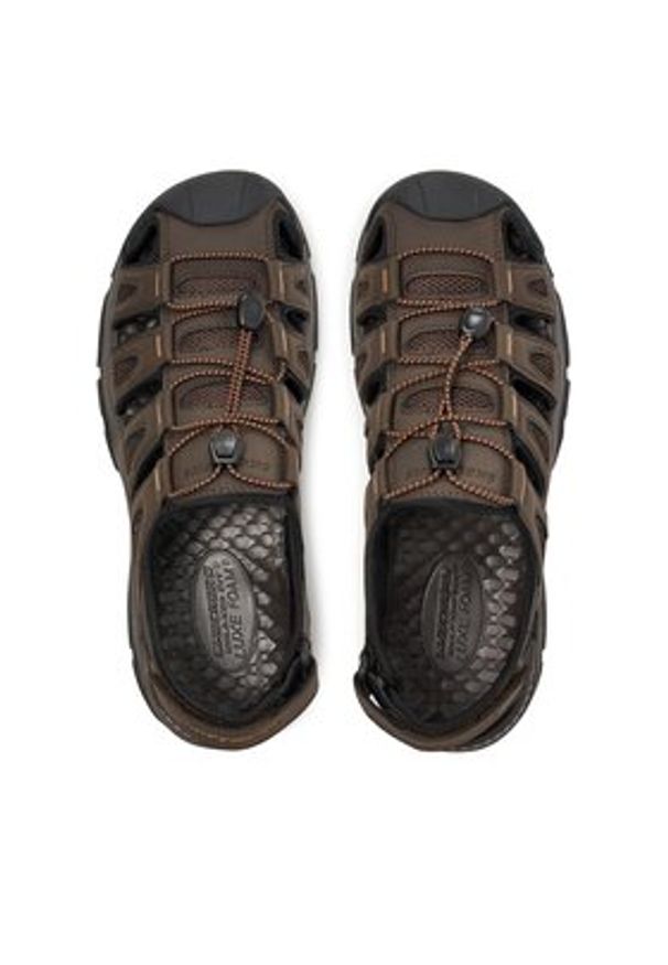 skechers - Skechers Sandały Tresmen-Outseen 204111/CHOC Brązowy. Kolor: brązowy. Materiał: skóra