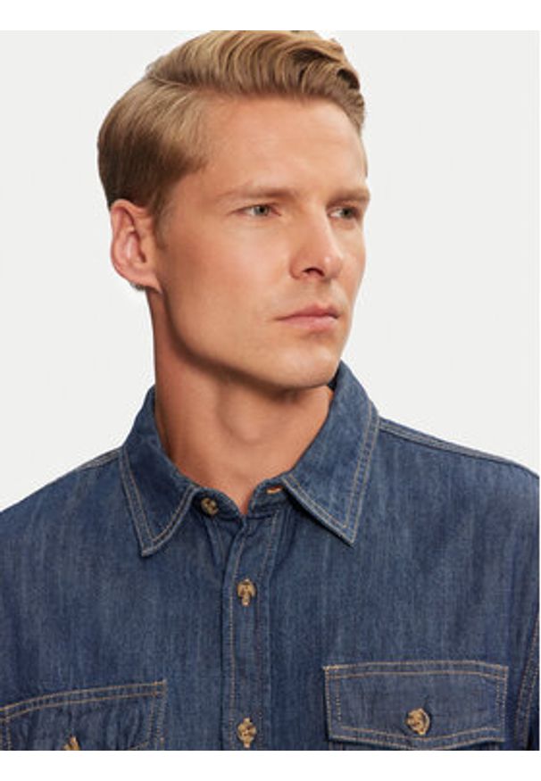 Guess Jeans Koszula jeansowa M4BH56 D5EI4 Granatowy Regular Fit. Kolor: niebieski. Materiał: bawełna