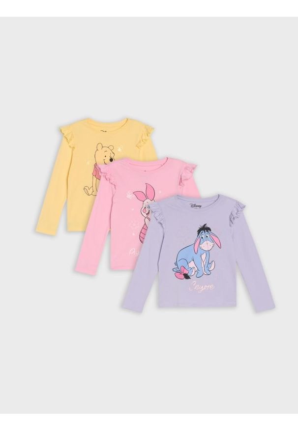 Sinsay - Bawełniane koszulki z nadrukiem 3 pack - wielobarwny. Materiał: bawełna. Wzór: nadruk