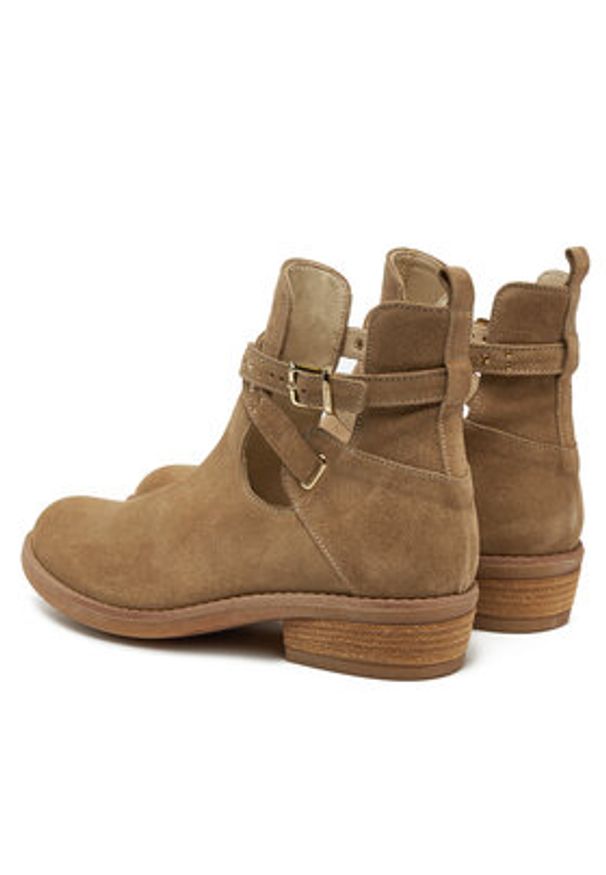 TwinSet - TWINSET Botki 251GCJ030 Beżowy. Kolor: beżowy. Materiał: zamsz, skóra