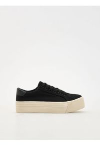 Reserved - Sneakersy na platformie - czarny. Kolor: czarny. Materiał: materiał. Obcas: na platformie #1
