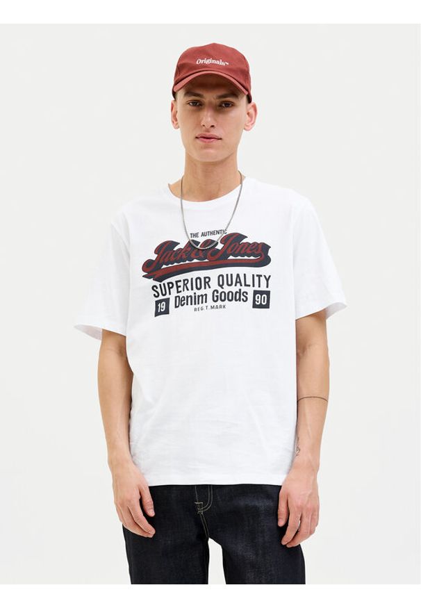 Jack & Jones T-Shirt Logo 12279535 Biały Standard Fit. Kolor: biały. Materiał: bawełna