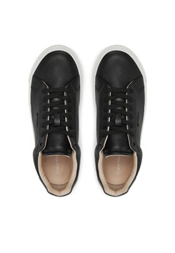 Calvin Klein Sneakersy Cupsole Lace Up W/Ml HW0HW02288 Czarny. Kolor: czarny. Materiał: skóra
