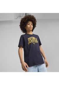Puma - Młodzieżowa koszulka PUMA Class z grafiką PUMA New Navy Blue. Kolor: niebieski. Materiał: guma. Wzór: nadruk. Sport: joga i pilates