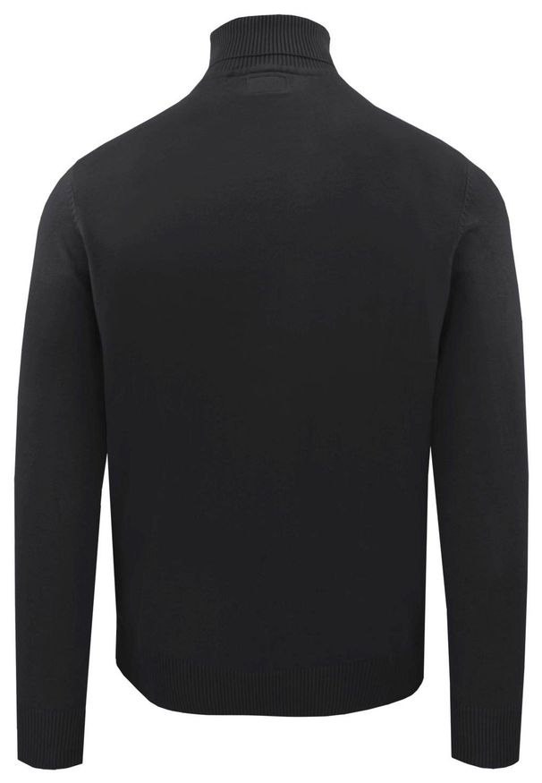 Bawełniany Męski Golf - Pako Jeans - Czarny. Typ kołnierza: golf. Kolor: czarny. Materiał: bawełna. Styl: klasyczny