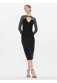 Nissa Sukienka koktajlowa RS14361 Czarny Slim Fit. Kolor: czarny. Materiał: syntetyk. Styl: wizytowy