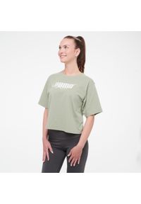 Koszulka damska Puma Gym & Pilates crop. Kolor: zielony. Materiał: bawełna. Sport: joga i pilates