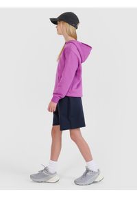 4f - 4F Bluza dresowa nierozpinana z kapturem dziewczęca - fioletowa 164 (13-14 lat). Okazja: na co dzień. Typ kołnierza: kaptur. Kolor: fioletowy. Materiał: dresówka. Wzór: gładki, ze splotem. Sezon: lato. Styl: casual, sportowy #2