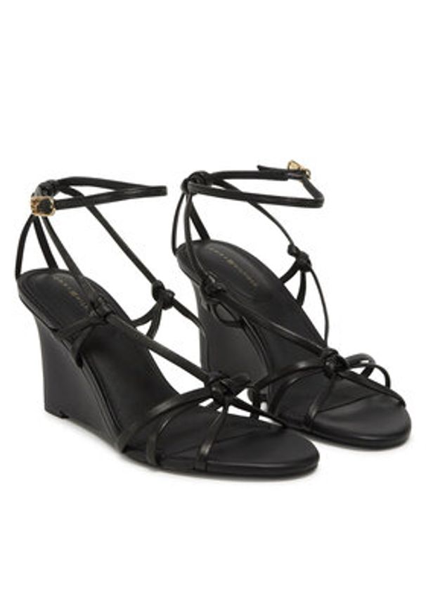 TOMMY HILFIGER - Tommy Hilfiger Sandały Leather Knots Wedge Sandal FW0FW08417 Czarny. Kolor: czarny. Materiał: skóra