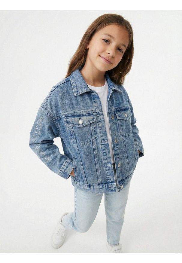 Sinsay - Jeansowa kurtka katana z efektem sprania Hello Kitty - Inny. Materiał: jeans. Wzór: motyw z bajki