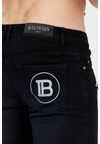 Balmain - BALMAIN Czarne jeansy męskie z białym logo. Kolor: czarny #4