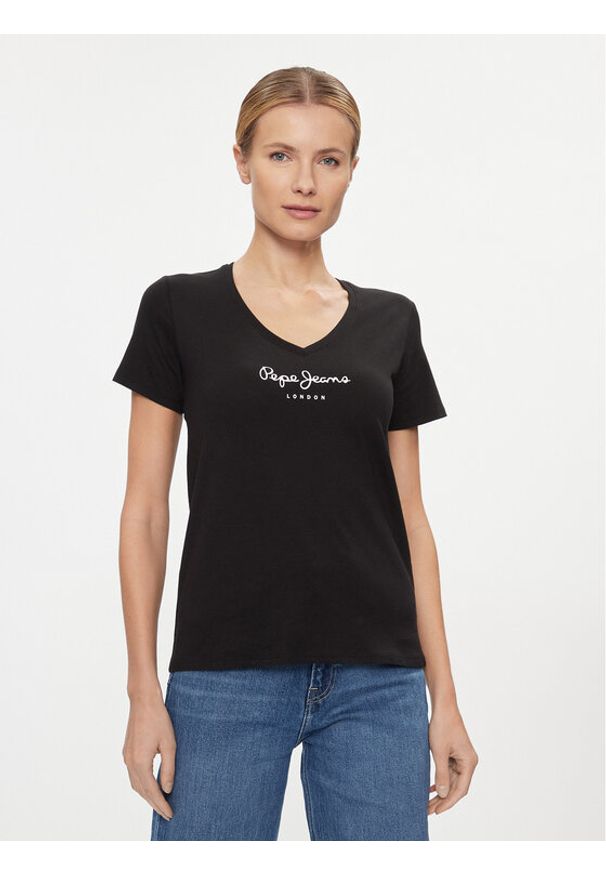 Pepe Jeans T-Shirt Wendy PL505482 Czarny Regular Fit. Kolor: czarny. Materiał: bawełna