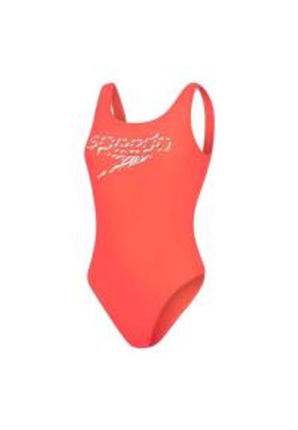 Strój Kąpielowy Speedo Logo U-back - Siren Czerwony/Biały - Rozmiar 30. Kolor: czerwony. Wzór: motyw zwierzęcy, nadruk