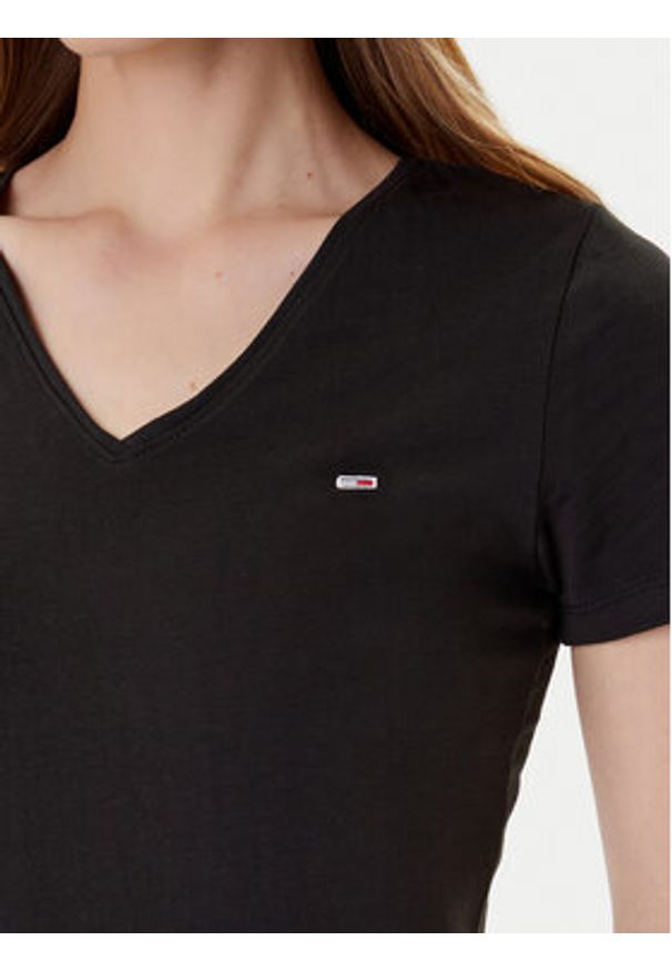 Tommy Jeans T-Shirt Tjw Skinny Stretch DW0DW09197 Czarny Slim Fit. Kolor: czarny. Materiał: bawełna