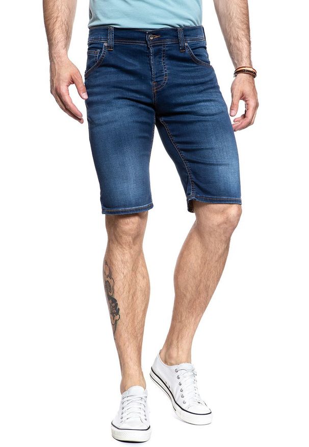 Mustang - SPODENKI MUSTANG Chicago Short DENIM BLUE 1008363 5000 682. Materiał: denim