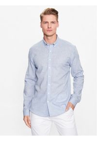 Lindbergh Koszula 30-203344 Błękitny Slim Fit. Kolor: niebieski. Materiał: bawełna, len