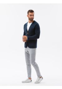 Ombre Clothing - Sweter męski bawełniany E193 - granatowy - XXL. Kolor: niebieski. Materiał: bawełna. Styl: elegancki #5