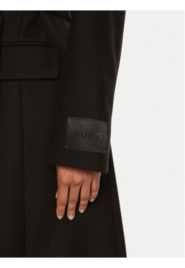Hugo Płaszcz wełniany Molena 50523207 Czarny Relaxed Fit. Kolor: czarny. Materiał: wełna