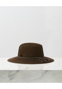 MAISON MICHEL PARIS - Brązowy kapelusz Andre. Kolor: brązowy. Materiał: lakier. Wzór: aplikacja #2