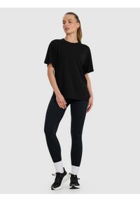 4f - 4F T-shirt oversize z modalem damski - czarny S. Okazja: na co dzień. Kolor: czarny. Materiał: skóra, poliester, materiał, jersey. Długość rękawa: krótki rękaw. Długość: krótkie. Wzór: ze splotem, gładki. Styl: casual, sportowy, klasyczny #2