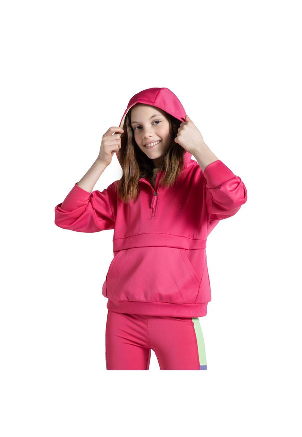Lemon Explore - Bluza sportowa dla dzieci Lemon Exlopre WL5 z kapturem. Typ kołnierza: kaptur. Kolor: różowy. Materiał: wiskoza, poliester, elastan