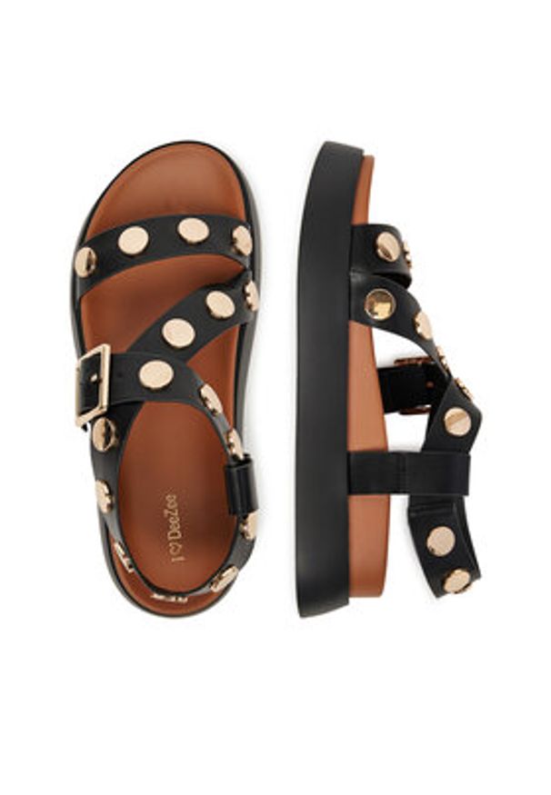 DeeZee Sandały WS2P229-10 Czarny. Kolor: czarny. Materiał: skóra