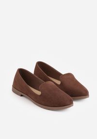 Renee - Brązowe Balerinki Typu Mokasyny Ravinda. Kolor: brązowy. Styl: elegancki #2