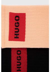 Hugo - HUGO skarpetki 2-pack męskie kolor pomarańczowy. Kolor: pomarańczowy. Materiał: bawełna, włókno #2