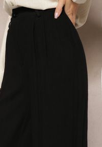 Renee - Czarne Szerokie Spodnie High Waist z Lnu i Wiskozy Apoises. Okazja: na co dzień. Stan: podwyższony. Kolor: czarny. Materiał: wiskoza, len. Długość: długie. Sezon: lato. Styl: casual, elegancki #5