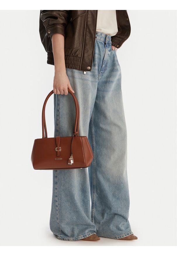 Guess Torebka Carrie HWVG98 96080 Brązowy. Kolor: brązowy. Materiał: skórzane