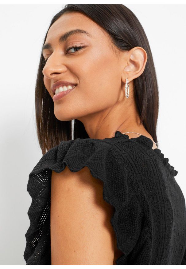 bonprix - Koszulka z miękkiej, lejącej mieszanki wiskozy. Kolor: czarny. Materiał: wiskoza, dzianina