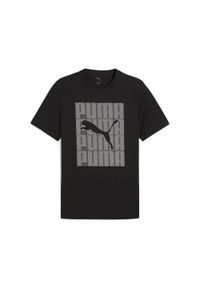 Puma - Męska koszulka Graphics PUMA Wording PUMA Black. Kolor: czarny. Materiał: guma. Wzór: nadruk. Sport: fitness
