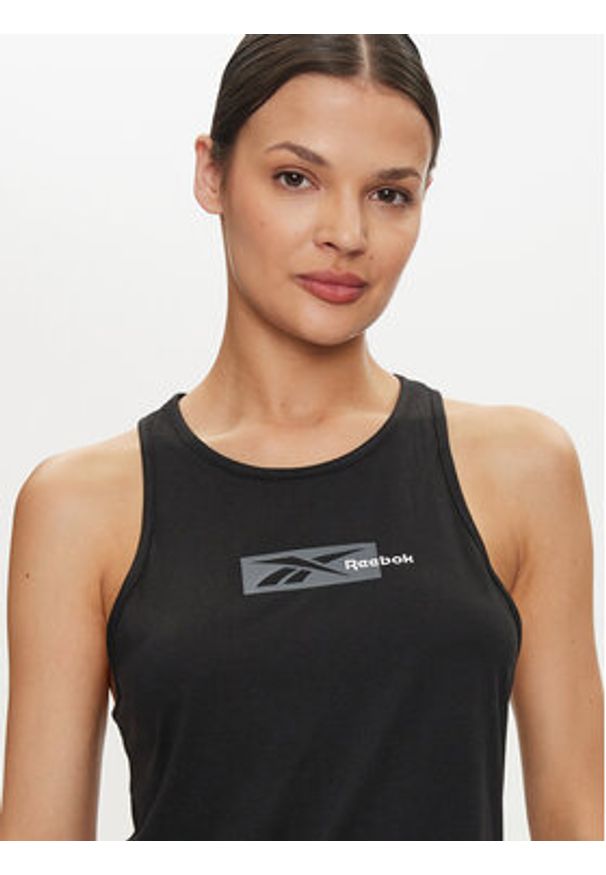Reebok Top Id Train Sup Graphic Tank 100035755 Czarny Regular Fit. Kolor: czarny. Materiał: wiskoza, syntetyk