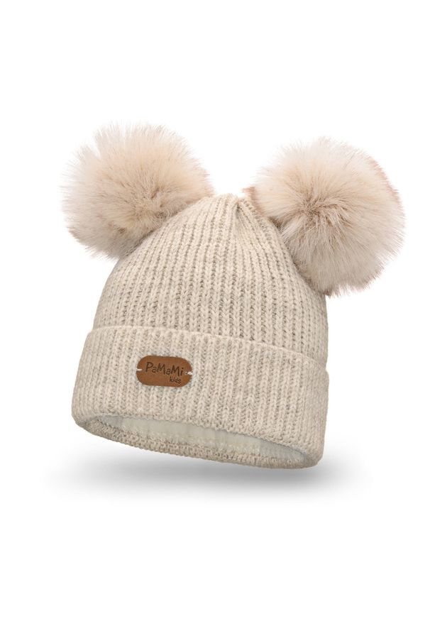 Zimowa czapka dziewczęca PaMaMi - Beżowy. Kolor: beżowy. Materiał: poliamid, akryl. Sezon: zima