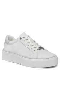 Calvin Klein Sneakersy Flatform C Lace Up - Mono Mix HW0HW01870 Biały. Kolor: biały. Materiał: skóra