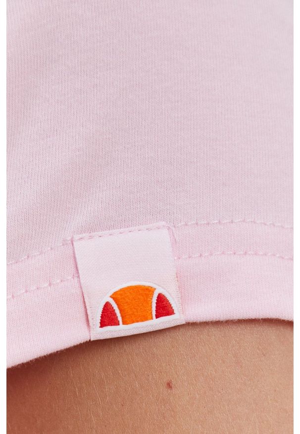 Ellesse - T-shirt bawełniany. Okazja: na co dzień. Kolor: różowy. Materiał: bawełna. Wzór: aplikacja. Styl: casual