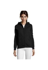 SOL'S - Damska Bluza Z Kapturem Seven Full Zip. Typ kołnierza: kaptur. Kolor: czarny