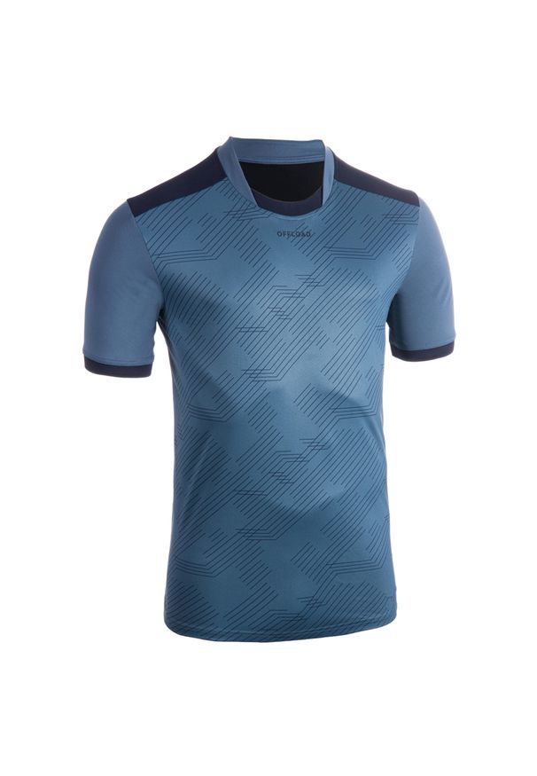 OFFLOAD - Koszulka do rugby Perf Tee R500. Kolor: niebieski, szary, wielokolorowy. Materiał: poliester, materiał