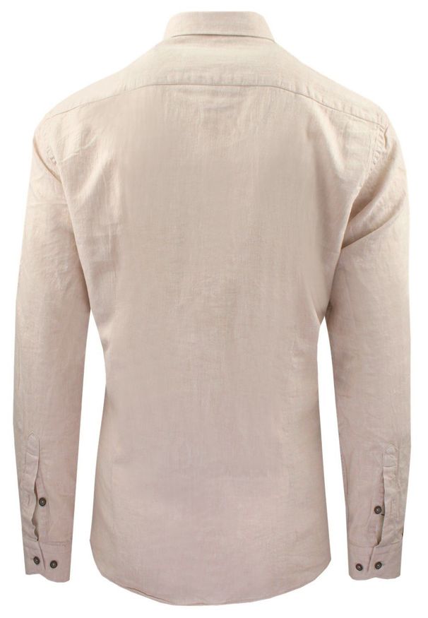 Koszula Weekendowa z Lnem, Krój Taliowany - Victorio - Beż. Kolor: brązowy, beżowy, wielokolorowy. Materiał: len, bawełna. Sezon: lato