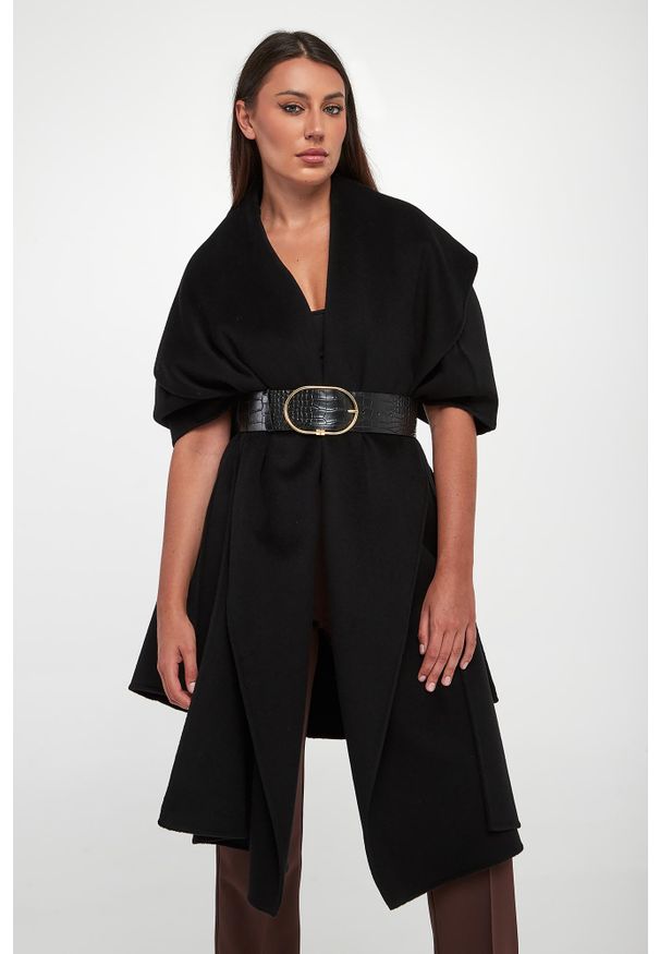 Elisabetta Franchi - Płaszcz ponczo damski wełniany ELISABETTA FRANCHI. Materiał: wełna