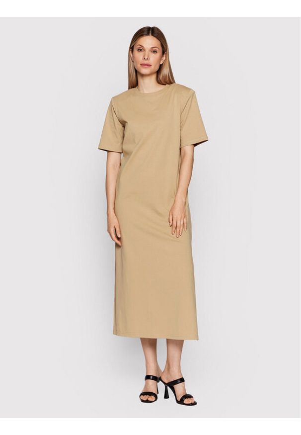 Herskind Sukienka codzienna Jannet 4406530 Beżowy Regular Fit. Okazja: na co dzień. Kolor: beżowy. Materiał: bawełna. Typ sukienki: proste. Styl: casual