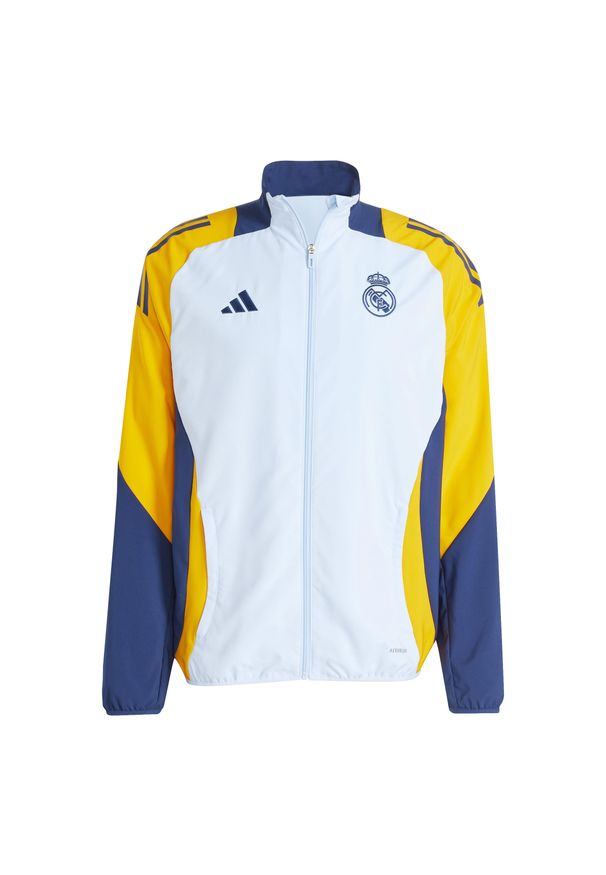 Adidas - Bluza dresowa Prematch Real Madrid 2024/25. Kolor: niebieski. Materiał: dresówka. Sport: piłka nożna