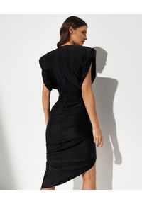 ALEXANDRE VAUTHIER - Czarna sukienka z drapowaniem. Kolor: czarny. Materiał: materiał. Typ sukienki: dopasowane. Długość: midi #3