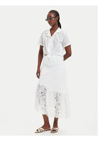 Guess Spódnica midi W6GD40 W1882 Biały Classic Fit. Kolor: biały. Materiał: bawełna #4
