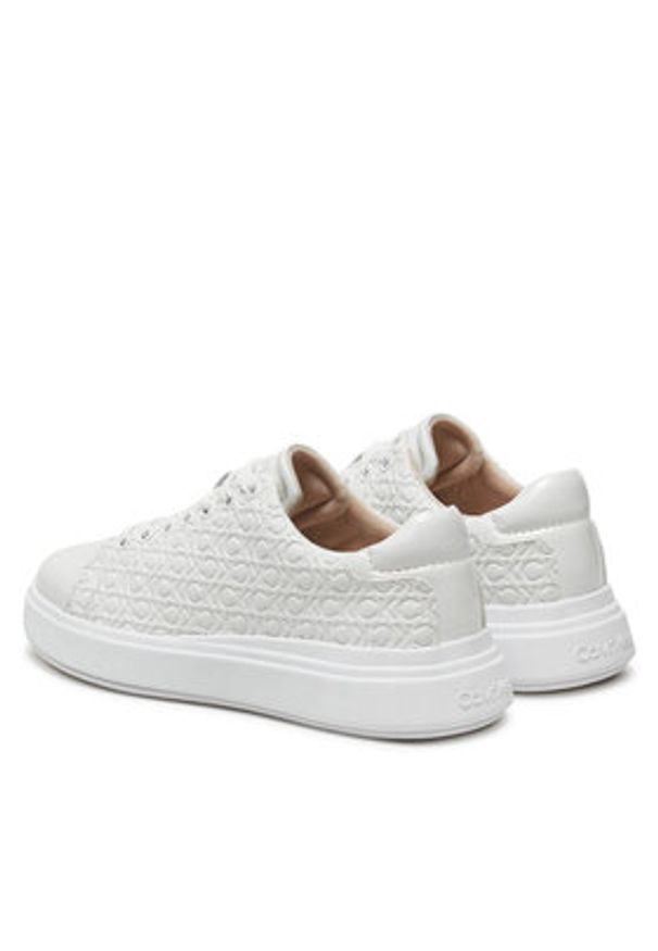 Calvin Klein Sneakersy Cupsole Lace Up Saff Mono HW0HW02103 Biały. Kolor: biały. Materiał: skóra